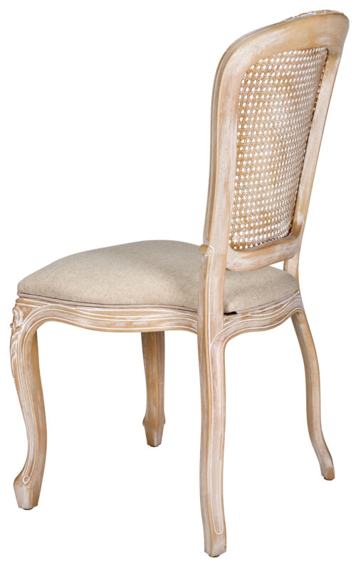 Royal Resin Natural White Washed with Burlap Seat and Natural White Rattan Back_5