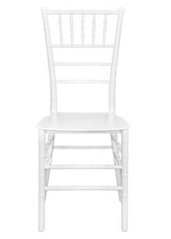 White ThinResin Chiavari Chair by Chivari, Strong One-Piece Frame, Stackable CCRW-MONO-THIN-ZG-T