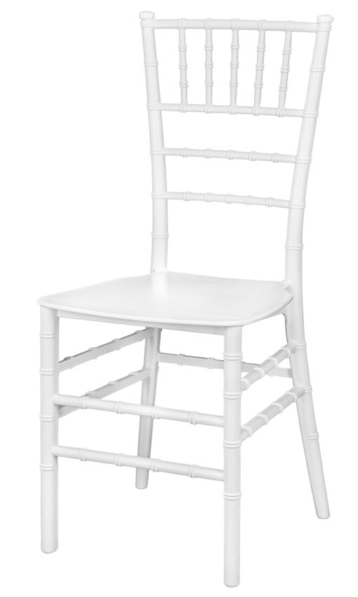 White ThinResin Chiavari Chair by Chivari, Strong One-Piece Frame, Stackable CCRW-MONO-THIN-ZG-T