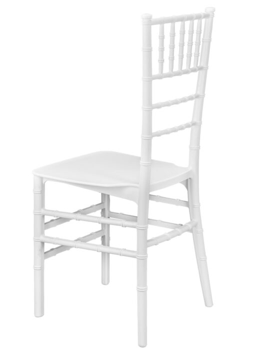 White ThinResin Chiavari Chair by Chivari, Strong One-Piece Frame, Stackable CCRW-MONO-THIN-ZG-T