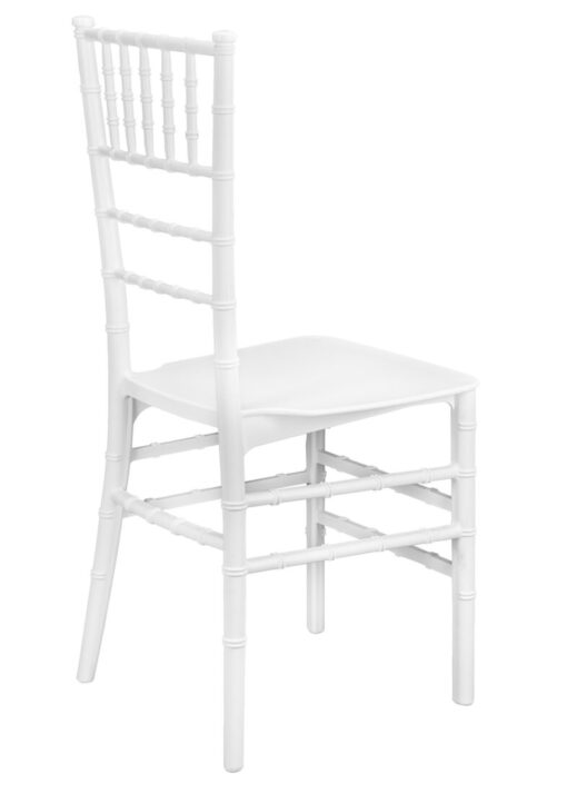 White ThinResin Chiavari Chair by Chivari, Strong One-Piece Frame, Stackable CCRW-MONO-THIN-ZG-T