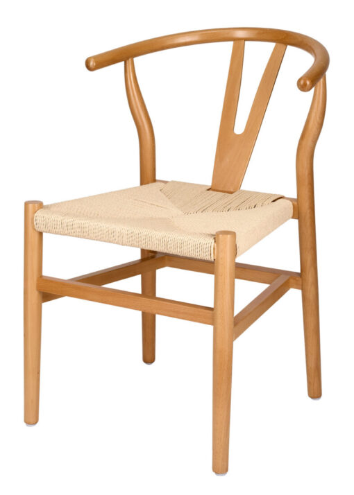 Natural Wishbone Wood Chair with Natural Rope Seat CWHWNN-ZG-T