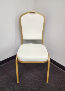 Crown Ivory Vinyl on Gold Frame Banquet Chair CQCVI-ZF-T