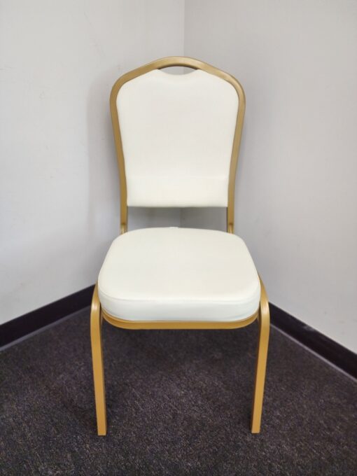 Crown Ivory Vinyl on Gold Frame Banquet Chair CQCVI-ZF-T