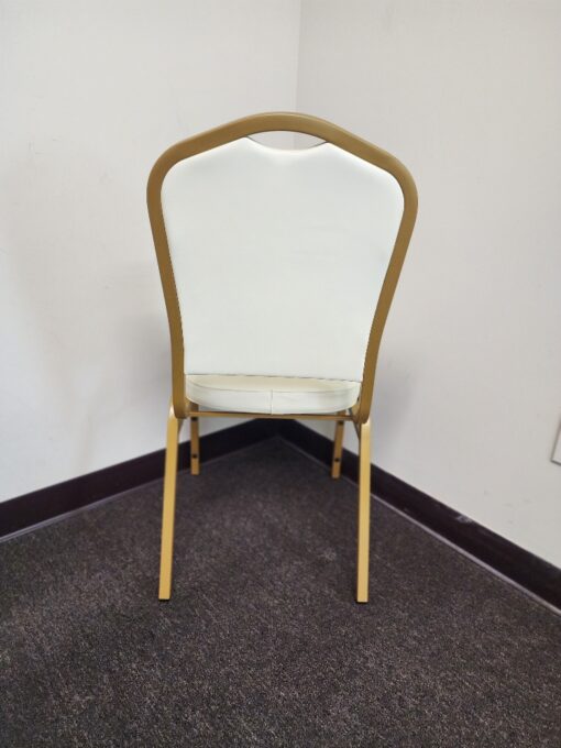 Crown Ivory Vinyl on Gold Frame Banquet Chair CQCVI-ZF-T