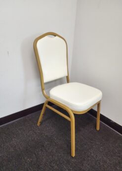 Crown Ivory Vinyl on Gold Frame Banquet Chair CQCVI-ZF-T