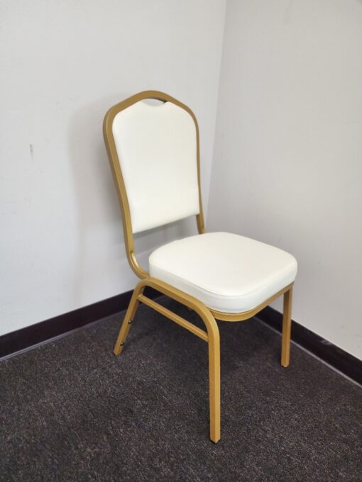 Crown Ivory Vinyl on Gold Frame Banquet Chair CQCVI-ZF-T