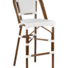 Bistro Barstool Armless PE Rattan Whtie on White Dark Pipe BBPWD-AX-T