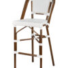 Bistro Barstool Armless PE Rattan Whtie on White Dark Pipe BBPWD-AX-T