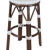 Bistro Bar Stool, No Back, 26" Counter Height PE Rattan, White on White Dark Pipe BCNBPWD-AX-T