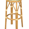 Bistro Bar Stool, No Back, 30″ Full Height PE Rattan, Beige on Green BFNBPW-AX-T