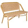 Bistro Bench, Seats 2, PE Rattan, Beige on Maroon. Light Pipe by Chivari BNBPBG-AX-T