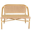 Bistro Bench, Seats 2, PE Rattan, Beige on Maroon. Light Pipe by Chivari BNBPBG-AX-T