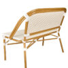 Bistro Bench, Seats 2, PE Rattan, White on Beige. Medium Pipe BNBPWB-AX-T