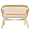 Bistro Bench, Seats 2, PE Rattan, White on Beige. Medium Pipe BNBPWB-AX-T