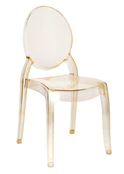 Gold Clear Resin Oval Back Sophia Ghost Chair by Chivari CGSRG-ZG-T