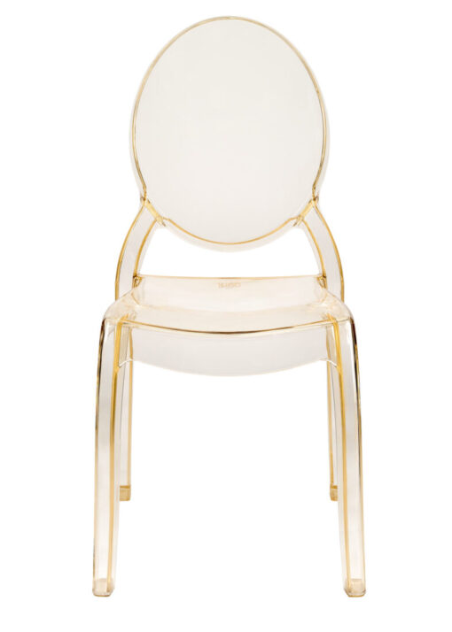 Gold Clear Resin Oval Back Sophia Ghost Chair by Chivari CGSRG-ZG-T