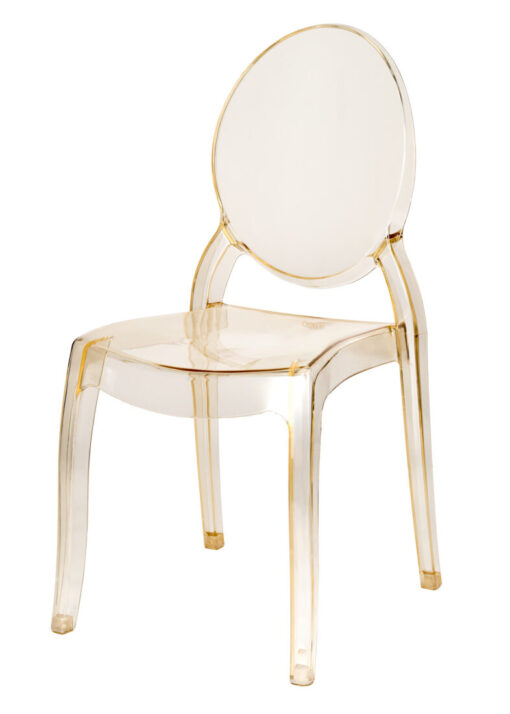 Gold Clear Resin Oval Back Sophia Ghost Chair by Chivari CGSRG-ZG-T