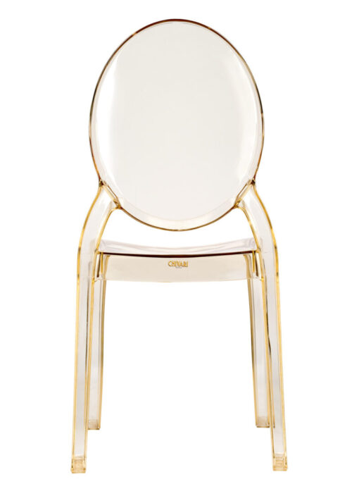 Gold Clear Resin Oval Back Sophia Ghost Chair by Chivari CGSRG-ZG-T