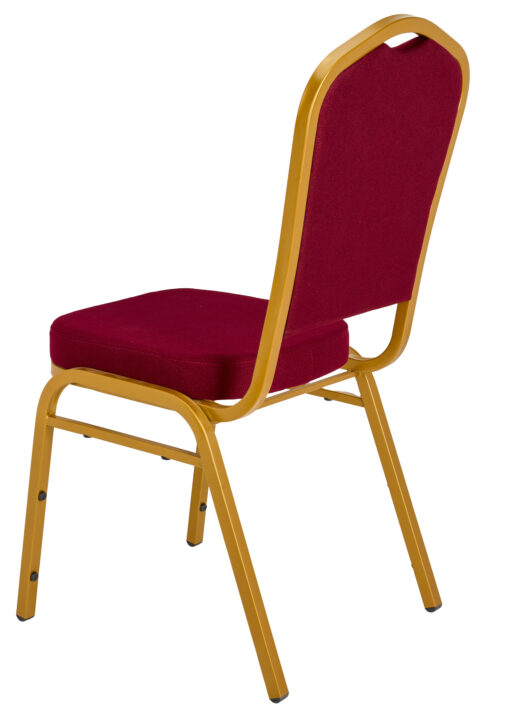 Burgundy Vinyl on Gold Frame Crown Banquet Chair CQCVBUG-ZF-T