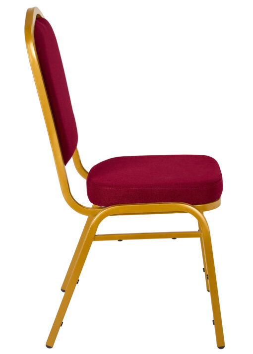 Burgundy Vinyl on Gold Frame Crown Banquet Chair CQCVBUG-ZF-T