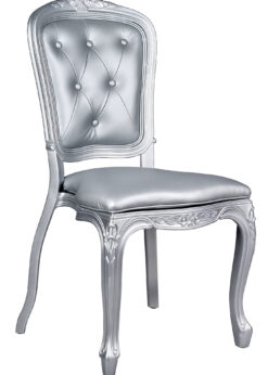 Silver Resin Royal Chair, Silver Vinyl Seat, Silver Vinyl Tufted Back CRRSST-ZG-T