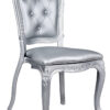 Silver Resin Royal Chair, Silver Vinyl Seat, Silver Vinyl Tufted Back CRRSST-ZG-T