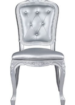 Silver Resin Royal Chair, Silver Vinyl Seat, Silver Vinyl Tufted Back CRRSST-ZG-T