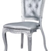 Silver Resin Royal Chair, Silver Vinyl Seat, Silver Vinyl Tufted Back CRRSST-ZG-T