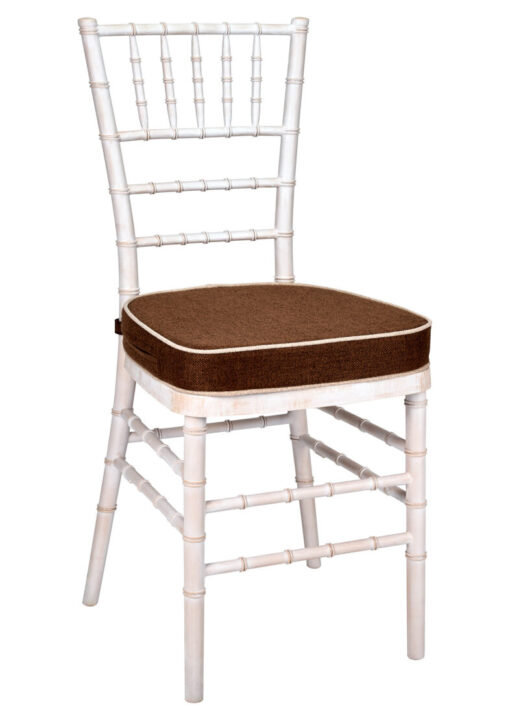 White Distressed with Brushed Wood Look Resin Steel Skeleton Chiavari Chair CCRWDB-STEEL-AX-T