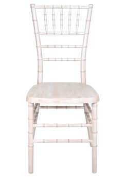 White Distressed with Brushed Wood Look Resin Steel Skeleton Chiavari Chair CCRWDB-STEEL-AX-T