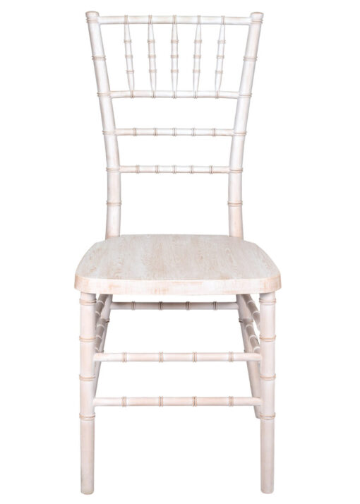 White Distressed with Brushed Wood Look Resin Steel Skeleton Chiavari Chair CCRWDB-STEEL-AX-T