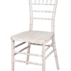 White Distressed with Brushed Wood Look Resin Steel Skeleton Chiavari Chair CCRWDB-STEEL-AX-T