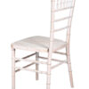 White Distressed with Brushed Wood Look Resin Steel Skeleton Chiavari Chair CCRWDB-STEEL-AX-T