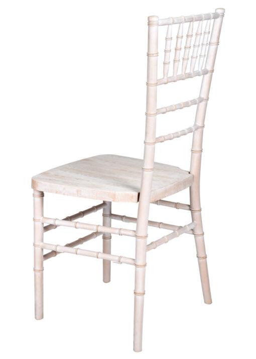 White Distressed with Brushed Wood Look Resin Steel Skeleton Chiavari Chair CCRWDB-STEEL-AX-T