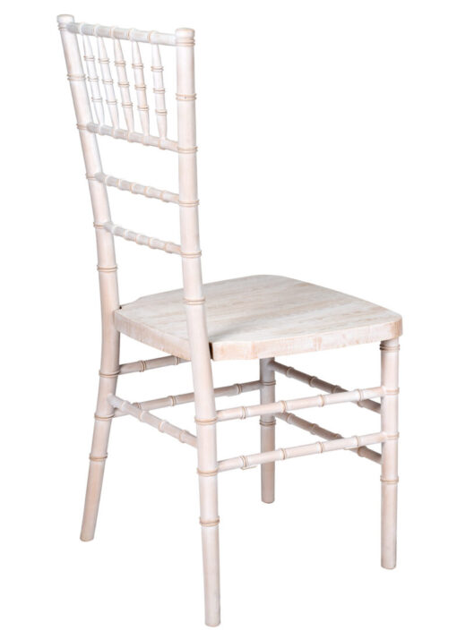 White Distressed with Brushed Wood Look Resin Steel Skeleton Chiavari Chair CCRWDB-STEEL-AX-T