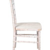 White Distressed with Brushed Wood Look Resin Steel Skeleton Chiavari Chair CCRWDB-STEEL-AX-T