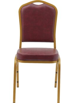 Burgundy Vinyl on Gold Frame Banquet Chair CQCVBUG-ZF-T