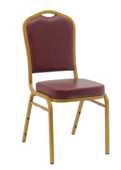 Burgundy Vinyl on Gold Frame Banquet Chair CQCVBUG-ZF-T