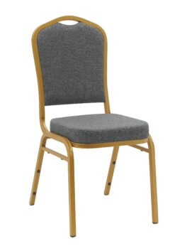 Charcoal Grey Fabric on Gold Frame Banquet Chair CQCFGG-ZF-T