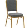 Charcoal Grey Fabric on Gold Frame Banquet Chair CQCFGG-ZF-T