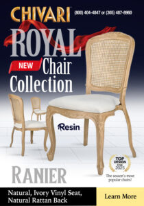 Royal Chair Collection - Ranier Natural Ivory Vinyl Seat Natural Rattan Back