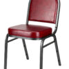 Burgundy Vinyl, Silver Steel Frame, Dome Back Banquet Chair CQDVBU-ZF-T