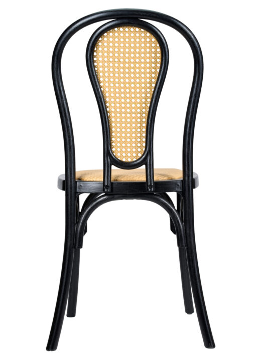 Black Bentwood Resin Chair with Natural Rattan Back and Natural Rattan Seat CBRB-RR-ZG-T