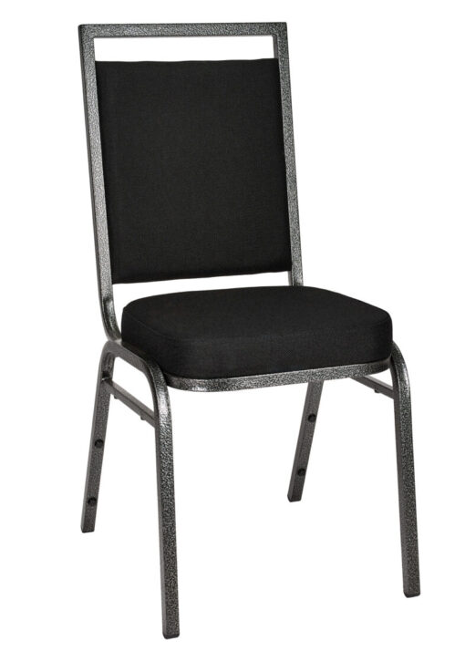 Black Fabric on Silver Vein Frame Square Banquet Chair by Chivari CQSFB-ZF-T