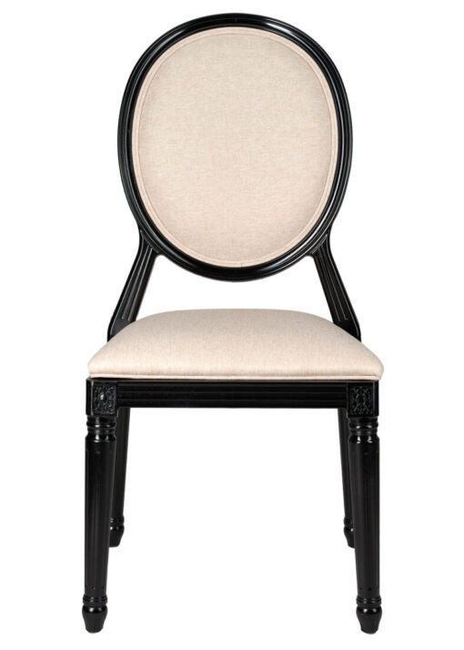 Black Resin Louis Pop Chair with Burlap Fabric Seat and Back by Chivari CLPRBBB-ZG-T