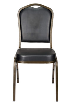 Black Vinyl on Gold Vein Frame Crown Banquet Chair by Chivari CQCVBU-ZF-T