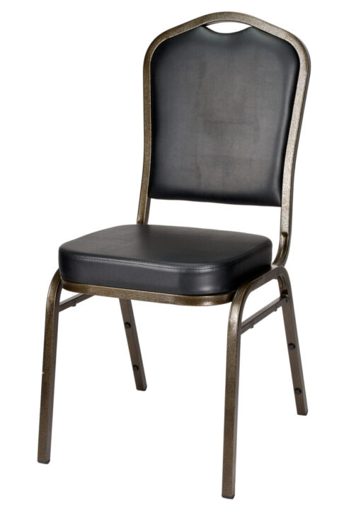 Black Vinyl on Gold Vein Frame Crown Banquet Chair by Chivari CQCVBU-ZF-T