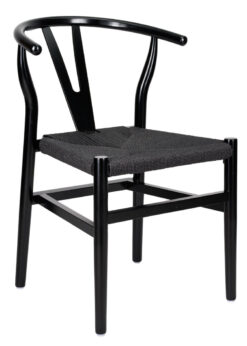 Black Wood Wishbone Chair with Black Rope Seat by Chivari CWHWBB-ZG-T