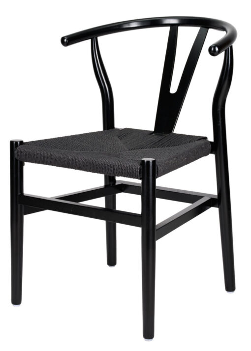 Black Wood Wishbone Chair with Black Rope Seat by Chivari CWHWBB-ZG-T